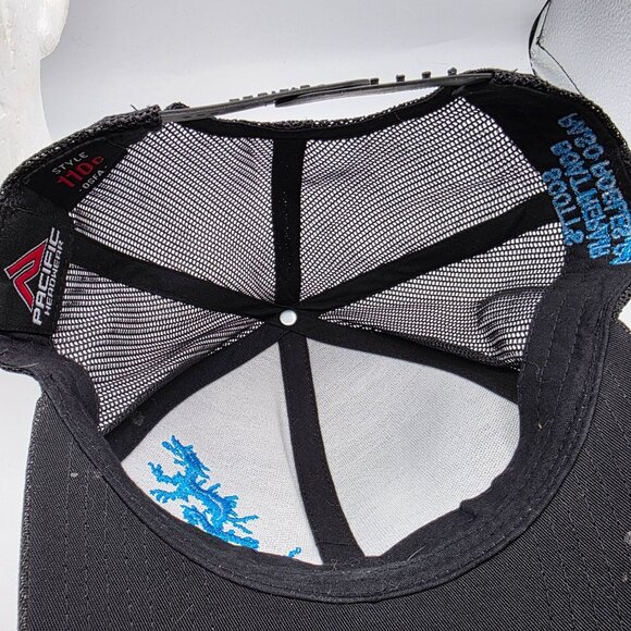 Pacific Headwear 110C Mens OS Black Blue Snapback Trucker Hat Dragon Embroidery - Picture 7 of 9